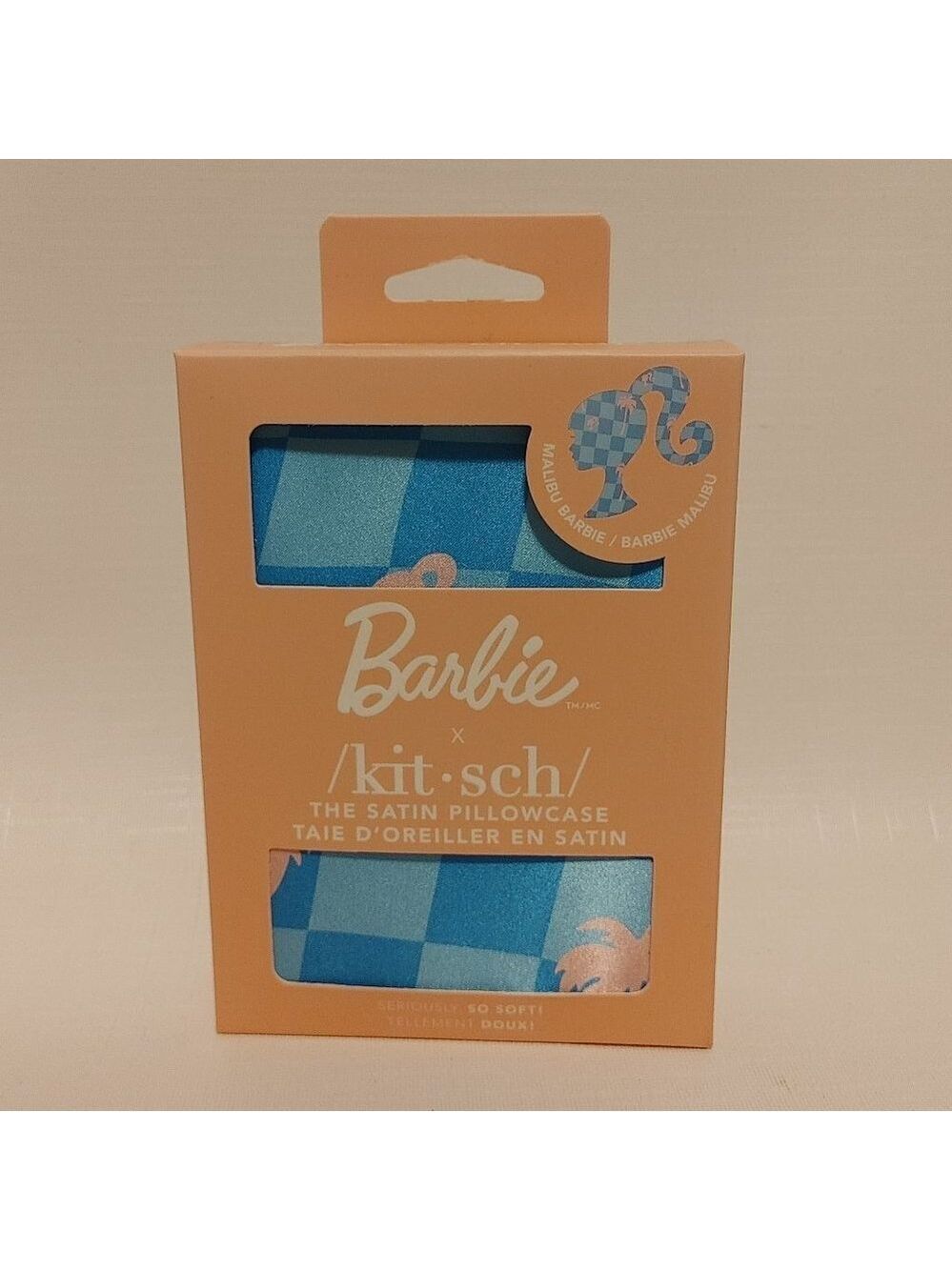BARBIE x Kitch The Satin Pillowcase STANDARD Size MALIBU Barbie Pattern …
